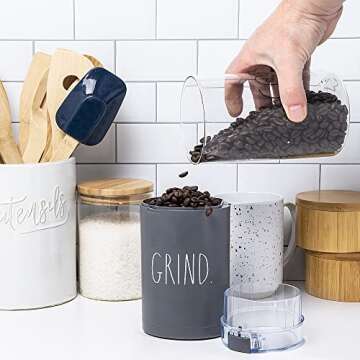 Rae Dunn Electric Coffee Grinder, Great Grinder for Coffee, French Press, Espresso, and Drip Coffee, Grinders for Spices, Seeds, Nuts, Grains, and Herbs, Grey