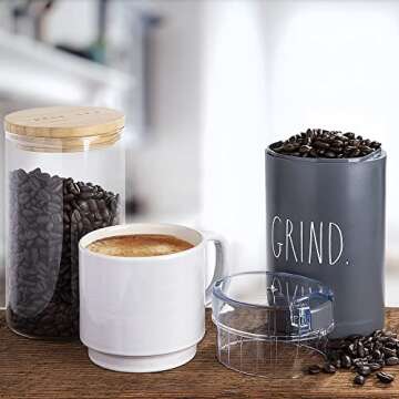 Rae Dunn Electric Coffee Grinder, Great Grinder for Coffee, French Press, Espresso, and Drip Coffee, Grinders for Spices, Seeds, Nuts, Grains, and Herbs, Grey