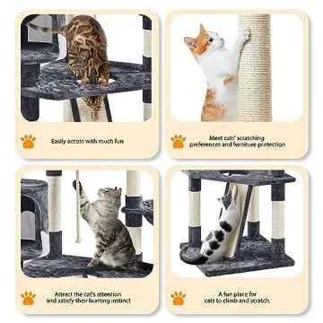 Yaheetech 79in Multi-Level Cat Trees Indoor Cat Tower with Sisal-Covered Scratching Posts, Plush Perches and Condo for Kittens, Cats and Pets - Dark Gray and White