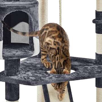 Yaheetech 79in Multi-Level Cat Trees Indoor Cat Tower with Sisal-Covered Scratching Posts, Plush Perches and Condo for Kittens, Cats and Pets - Dark Gray and White