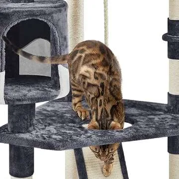 Yaheetech 79in Multi-Level Cat Trees Indoor Cat Tower with Sisal-Covered Scratching Posts, Plush Perches and Condo for Kittens, Cats and Pets - Dark Gray and White