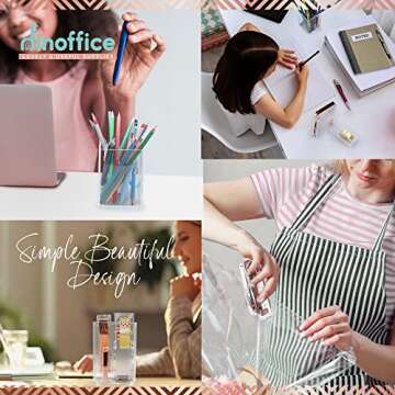 Rose Gold Office Supplies and Accessories - Cute Desk Pink for Women Acrylic Pen Holder Clear Organizer Tape Dispenser Stapler Pencil Holders Organizers Aesthetic Marker Staples Supply Girl Boss Set