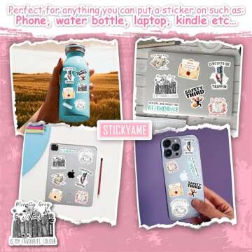 STICKYAME (3pcs) Morally Grey is My Favourite Colour Sticker, Book Stickers, Bookish Sticker, Water Assitant Reading Sticker for Laptop Phone Water Bottles, Kindle Stickers, Bookish Gifts (Size 2")