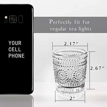 WDHODEC Clear Glass Votive Candle Holders Amber Set of 12, Fall Tea Light Candle Holder for Wedding Table, Votives for Birthday Party Decor