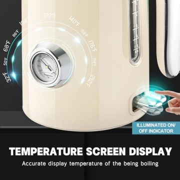 SUSTEAS Electric Kettle with Thermometer, Fast Heating