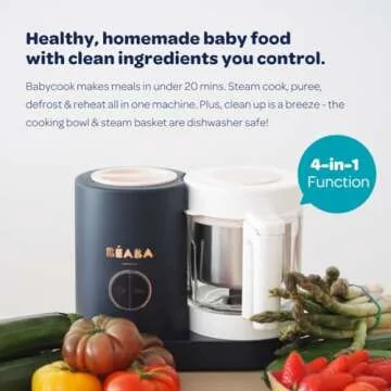 BEABA Babycook Neo Baby Food Maker | Non-Toxic Glass & Stainless Steel | Trusted by Celebrity Moms | Sustainable Baby Food Processor | Global Leader| 34 Servings in 20 Mins, Mineral