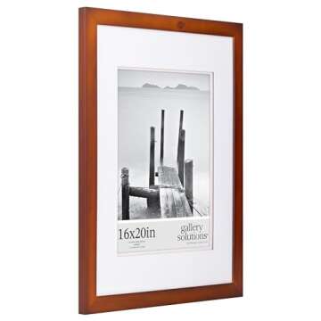 Gallery Solutions - 16"x20" Flat Walnut Frame - Rectangular Tabletop or Wall Mount - For 11"x14" Pic...