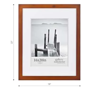 Gallery Solutions - 16"x20" Flat Walnut Frame - Rectangular Tabletop or Wall Mount - For 11"x14" Pictures - Premium Walnut Wood with Double White Mat - Versatile-Elegant For Home or Office Décor - Traditional Photo Frame