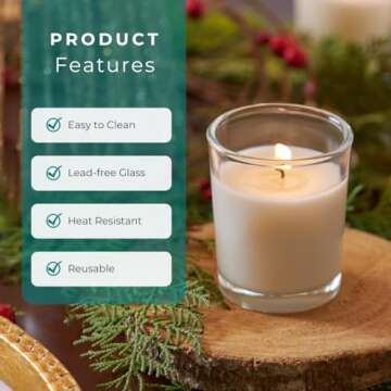 Direct Candle Supply - Votive Candle Holder - Sets - Premium Crystal Clear Tealight Candle Holders for Wedding, Holiday and Home Decor (24 Pack)