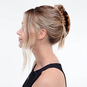Kitsch Large Hair Clips for Women - Jumbo Dome & Claw Clips for Thick Hair | Big Banana Clips for Teen Girls | Stylish Hair Styling Accessories (2pc Tortoise&Black)