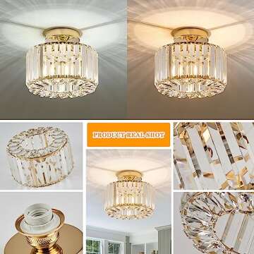 BUXVRCS Crystal Ceiling Light Fixture Elegant Design
