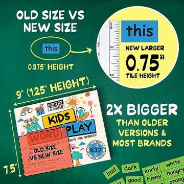Poetry Tiles - Kids Word Play - 632 Fridge Magnets for Kids - Explore Sentence Building, Writing, an...