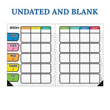 Carson Dellosa Happy Place Teacher Planner, Undated 8" x 11" Planner, Daily Planner, Weekly Planner & Monthly Planner With Planner Stickers, Boho Rainbow Classroom Decor School Supplies