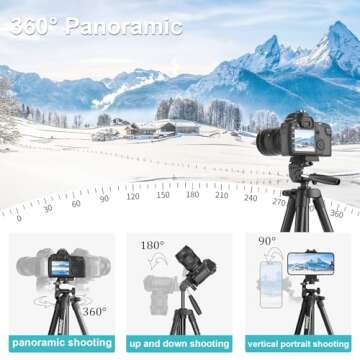 71" Camera Tripod, Versatile Cell Phone Tripod with Wireless Remote Phone Holder and Tripod Bag, Lig...