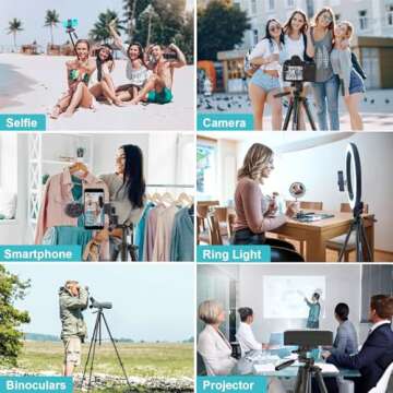 71" Camera Tripod, Versatile Cell Phone Tripod with Wireless Remote Phone Holder and Tripod Bag, Lightweight Portable Camera Tripod Stand Compatible with Smartphone Cameras, Max Load 6.6 lbs