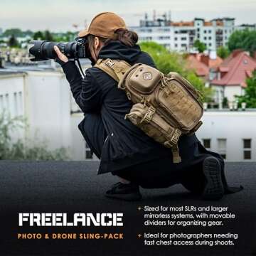 Freelance(TM) photo and drone tactical sling-pack by Hazard 4(R) - Coyote , 7.5 x 7.9 x 14.9"