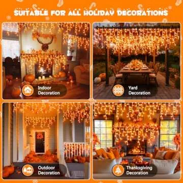 JMEXSUSS 800 LED Thanksgiving Icicle Lights Outdoor