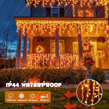 JMEXSUSS 800 LED Thanksgiving Icicle Lights Outdoor