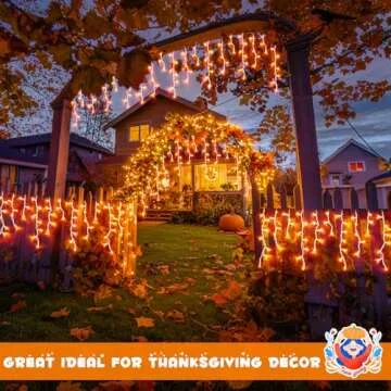 JMEXSUSS 800 LED Thanksgiving Icicle Lights Outdoor