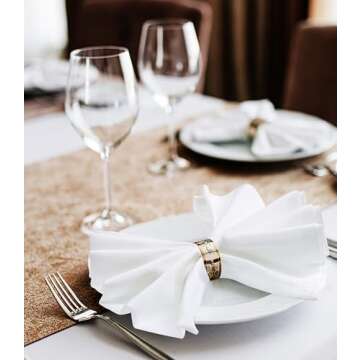 Utopia Home [24 Pack, White] Cloth Napkins 17x17 Inches, 100% Polyester Hemmed Edges, Washable and Reusable Ideal for Parties, Weddings and Dinners