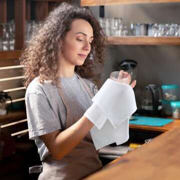 Utopia Home [24 Pack, White] Cloth Napkins 17x17 Inches, 100% Polyester Hemmed Edges, Washable and Reusable Ideal for Parties, Weddings and Dinners