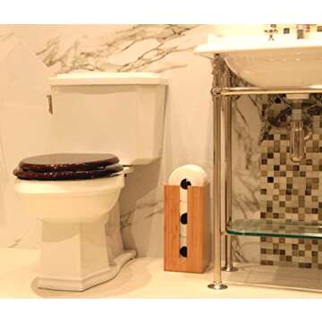 Bamboo Toilet Paper Holder perfect for toilet paper storage or general bathroom storage, a freestanding toilet paper holder handmade from biodegradable bamboo