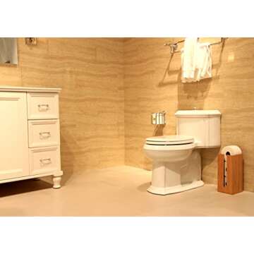 Bamboo Toilet Paper Holder perfect for toilet paper storage or general bathroom storage, a freestanding toilet paper holder handmade from biodegradable bamboo