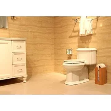 Bamboo Toilet Paper Holder perfect for toilet paper storage or general bathroom storage, a freestanding toilet paper holder handmade from biodegradable bamboo