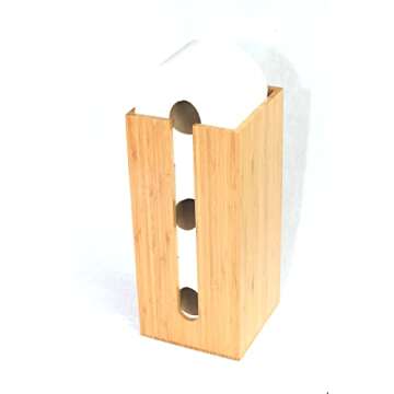 Bamboo Toilet Paper Holder perfect for toilet paper storage or general bathroom storage, a freestanding toilet paper holder handmade from biodegradable bamboo