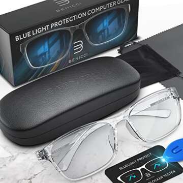 Stylish Blue Light Computer Blocking Glasses for Men and Women - Ease Digital Eye Strain, Dry Eyes, ...