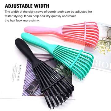 A.DASHER Detangling Brush for Afro America/African Hair Textured 3a to 4c, Knots Detangler Scalp Massage Comb Hair Detangler for Women (2 pcs, Black-Black)