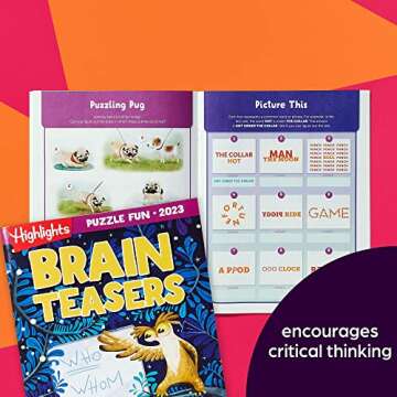 Highlights Puzzle Fun 2023 Puzzle Books for Kids Ages 6 and Up, 4-Book Set of Brain Teasers, Mazes, Word Puzzles and More Travel-Friendly Screen Free Brain-Boosting Activities