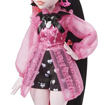 Monster High Doll, Draculaura with Pink & Black Hair in Signature Look with Fashion Accessories & Pet Bat Count Fabulous
