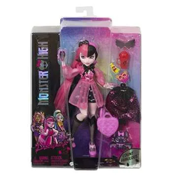 Monster High Doll, Draculaura with Pink & Black Hair in Signature Look with Fashion Accessories & Pet Bat Count Fabulous