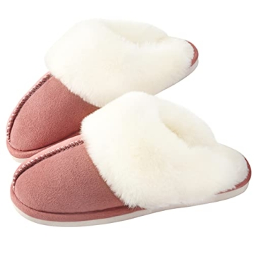 Parlovable Women's Slippers Fuzzy Warm Comfy Faux Fur Slip-on Fluffy Bedroom House Shoes Memory Foam...