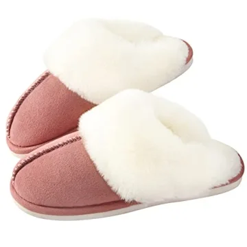 Parlovable Women's Slippers Fuzzy Warm Comfy Faux Fur Slip-on Fluffy Bedroom House Shoes Memory Foam...