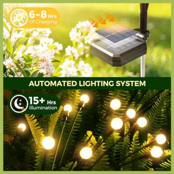 PATIOPIA Solar Garden Lights, 20 LED Firefly Garden Lights Solar Outdoor, Solar Lights for Outside S...
