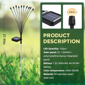 PATIOPIA Solar Garden Lights, 20 LED Firefly Garden Lights Solar Outdoor, Solar Lights for Outside Sway by Wind,Solar Lights Outdoor Waterproof for Christmas Yard Patio Pathway Decoration (2 Pack)