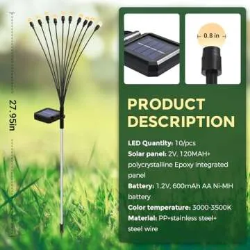 PATIOPIA Solar Garden Lights, 20 LED Firefly Garden Lights Solar Outdoor, Solar Lights for Outside Sway by Wind,Solar Lights Outdoor Waterproof for Christmas Yard Patio Pathway Decoration (2 Pack)