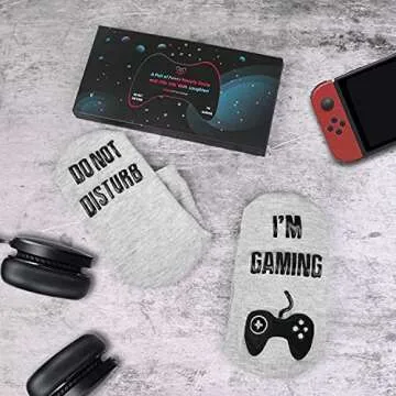 Do Not Disturb I'm Gaming Socks, Gaming Sock Novelty Gift for Teen Boys Mens Gamer Kids Sons Husbands Boyfriends Women
