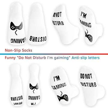 Do Not Disturb I'm Gaming Socks, Gaming Sock Novelty Gift for Teen Boys Mens Gamer Kids Sons Husbands Boyfriends Women