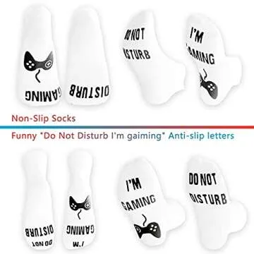 Do Not Disturb I'm Gaming Socks, Gaming Sock Novelty Gift for Teen Boys Mens Gamer Kids Sons Husbands Boyfriends Women