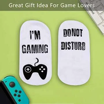 Do Not Disturb I'm Gaming Socks, Gaming Sock Novelty Gift for Teen Boys Mens Gamer Kids Sons Husbands Boyfriends Women