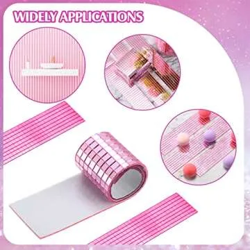 Queekay 4800 Pcs Self Adhesive Glass Mirror Mosaic Tiles 5 x 5 mm Disco Tiles Stickers for Crafts Small Square Mirror Tiles for DIY Craft Disco Balls Decoration(Pink)