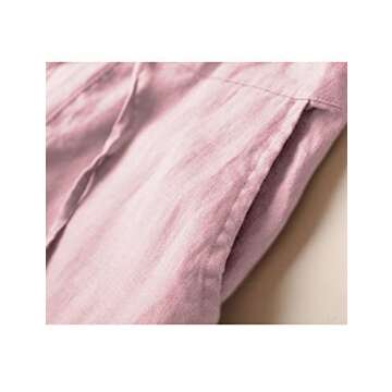 Tanming Linen Pants for Women Summer Casual High Waisted Drawstring White Beach Pant (Pink, M)