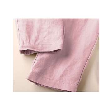 Tanming Linen Pants for Women Summer Casual High Waisted Drawstring White Beach Pant (Pink, M)