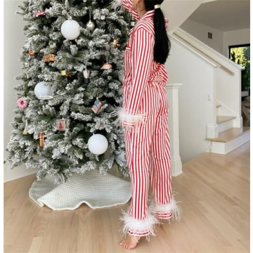 Chic Thopavenoir Christmas Pajamas Set for Women Silk