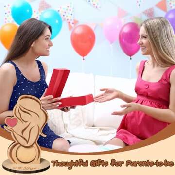 R HORSE Pregnant Woman Sonogram Picture Frame, Wooden Heart Ultrasound Photo Frame, Moms Pregnancy Announcements Sign, Gifts for First Time Moms Maternity Baby Shower Keepsakes