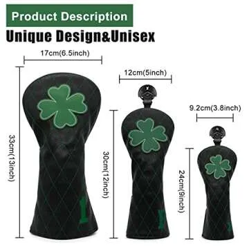 Stylish Golf Headcovers - Lucky Clover Design for All Clubs