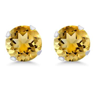 Gem Stone King 925 Sterling Silver Round 6MM Gemstone Birthstone Stud Earrings For Women Men